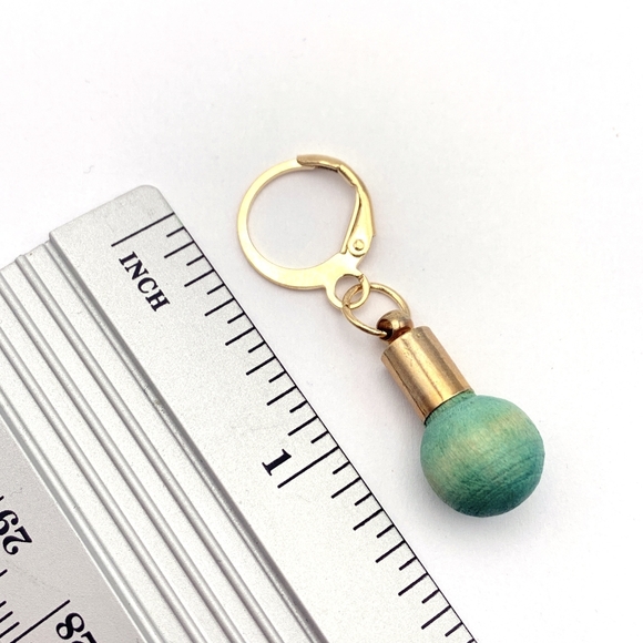 Wooden Green Charm Earrings - Picture 5 of 5